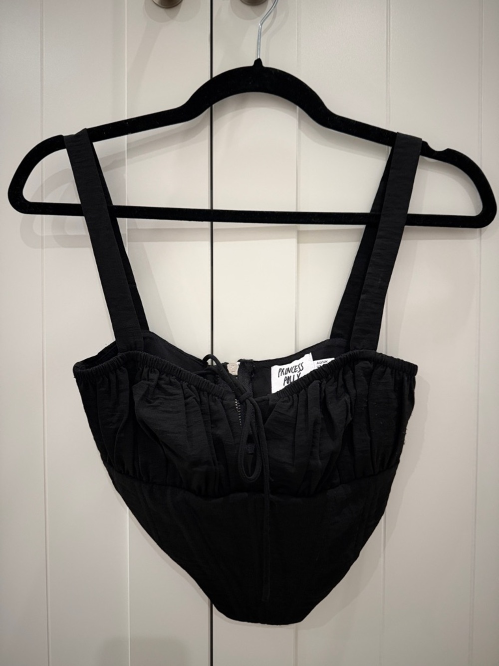 Princess Polly Black Ruched Bustier Top with Wide Straps